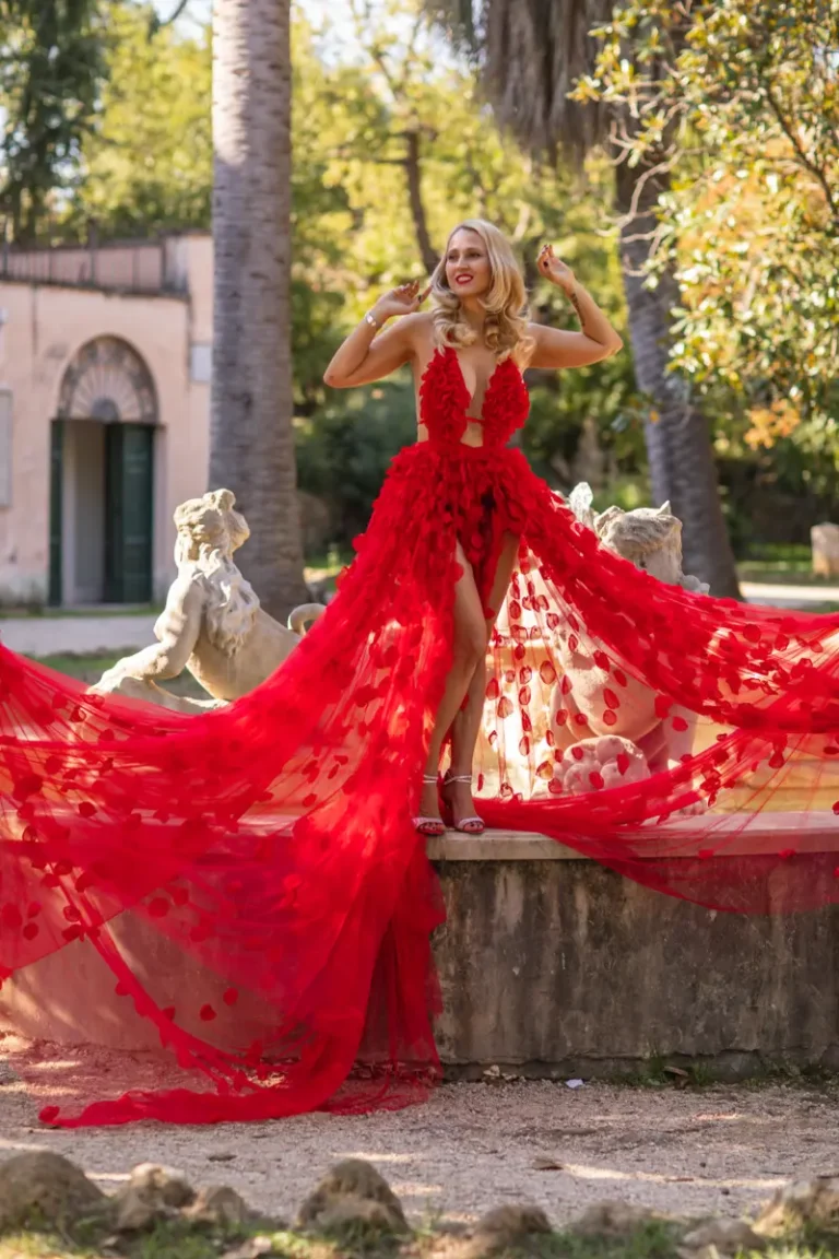 Life in Red , Rome Villa Sciarra Model: Elena Goncharova @elena.goncharova7 Photographer: Irina Dzhul @irinadzhul — BLOOM Magazine, December 2022
